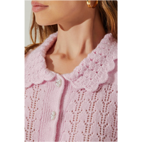 ASTR THE LABEL DALLYN COLLARED SHORT SLEEVE SWEATER - PINK