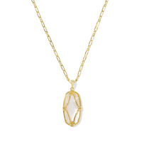 KENDRA SCOTT ELLE LATTICE FRAME LARGE LONG PENDANT NECKLACE