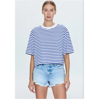 PISTOLA MAE CROPPED TEE - MARITIME WHITE STRIPE