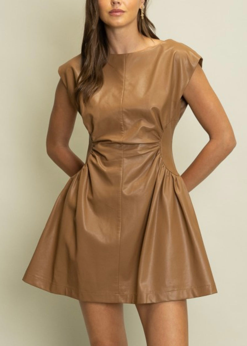 HOPING YOU CALL LEATHER DRESS