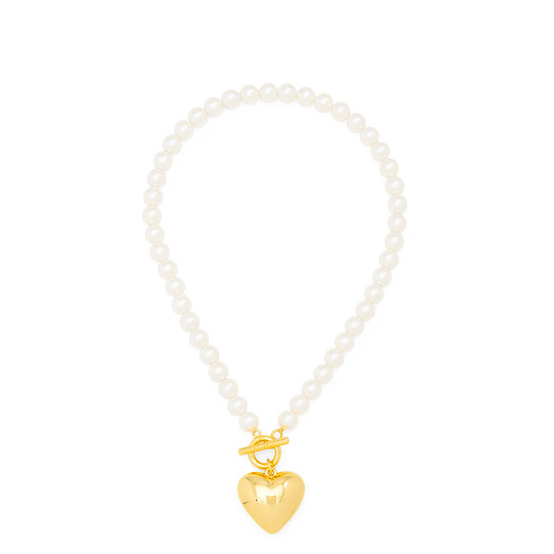 HEART CHARM PEARL NECKLACE
