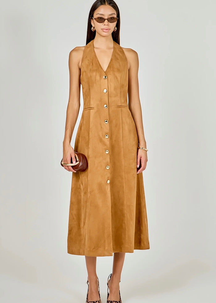 LOOK MY WAY SUEDE MIDI DRESS