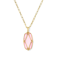 KENDRA SCOTT ELLE LATTICE FRAME LARGE LONG PENDANT NECKLACE
