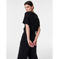 SPANX AIRESSENTIALS CROPPED WIDE LEG JUMPSUIT - VERY BLACK