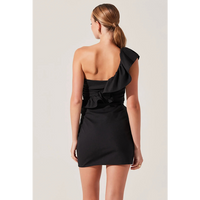 ASTR THE LABEL CAMILLA RUFFLE ONE SHOULDER DRESS - BLACK