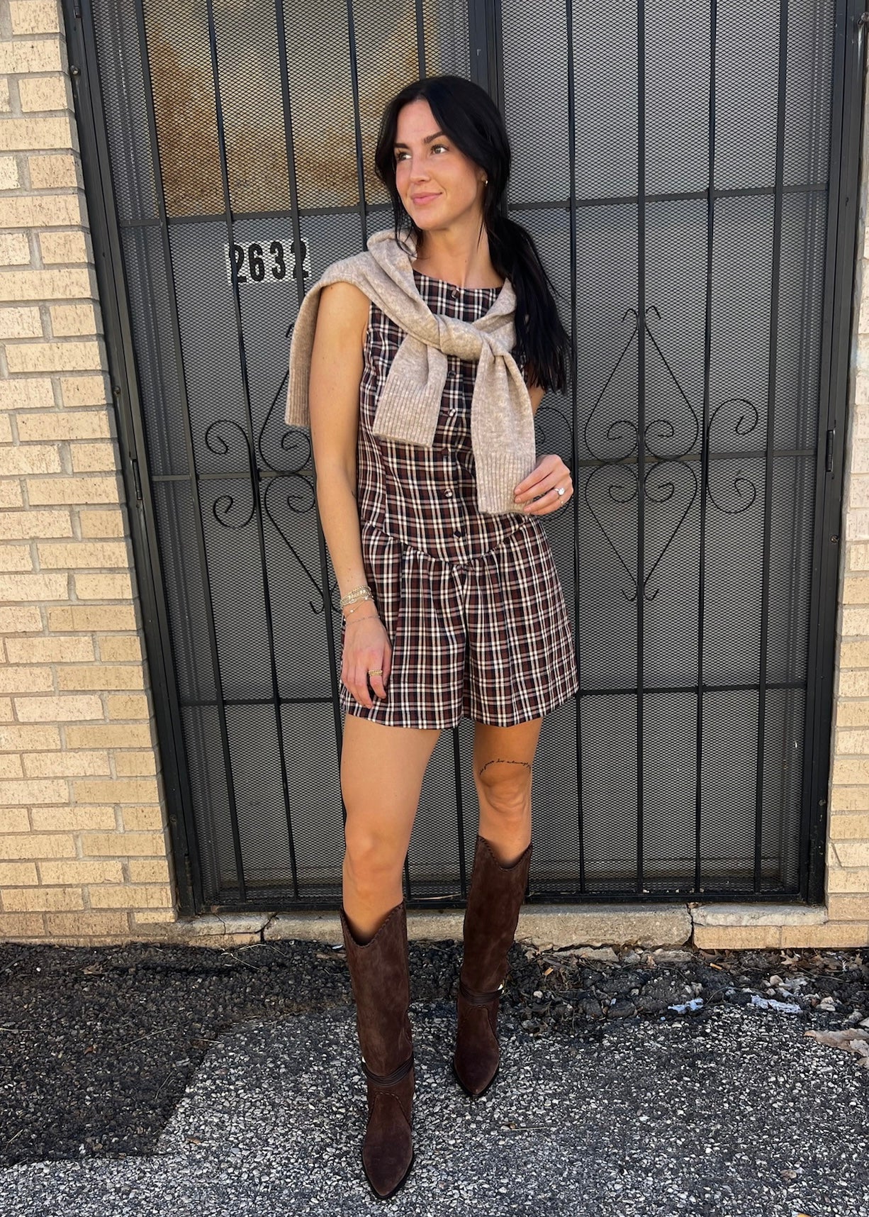 SHOW ME YOUR MUMU MEESTER MINI DRESS - SADDLE PLAID – Makie Black