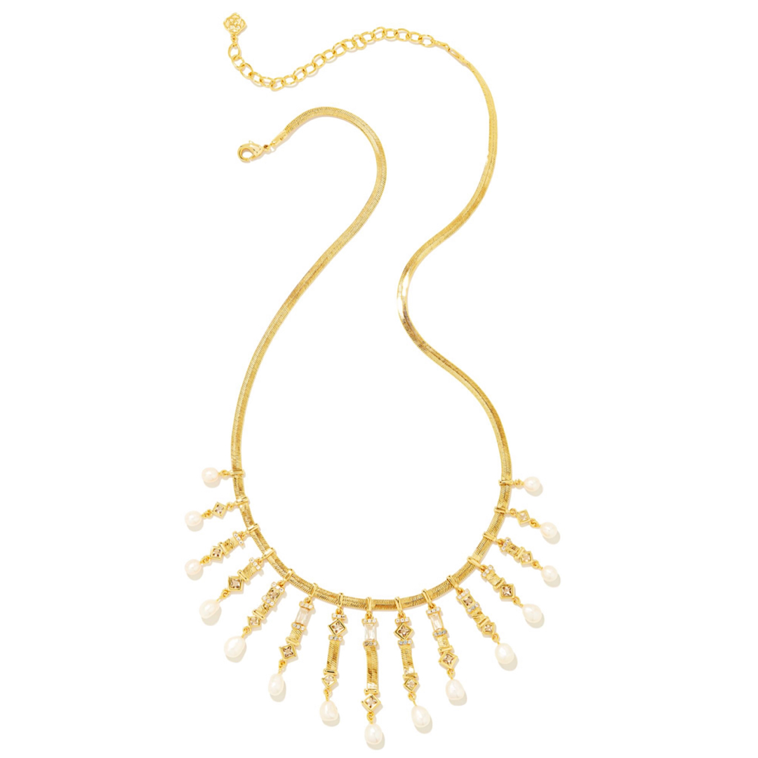 KENDRA SCOTT GRACIE STATEMENT NECKLACE- GOLD WHITE MIX