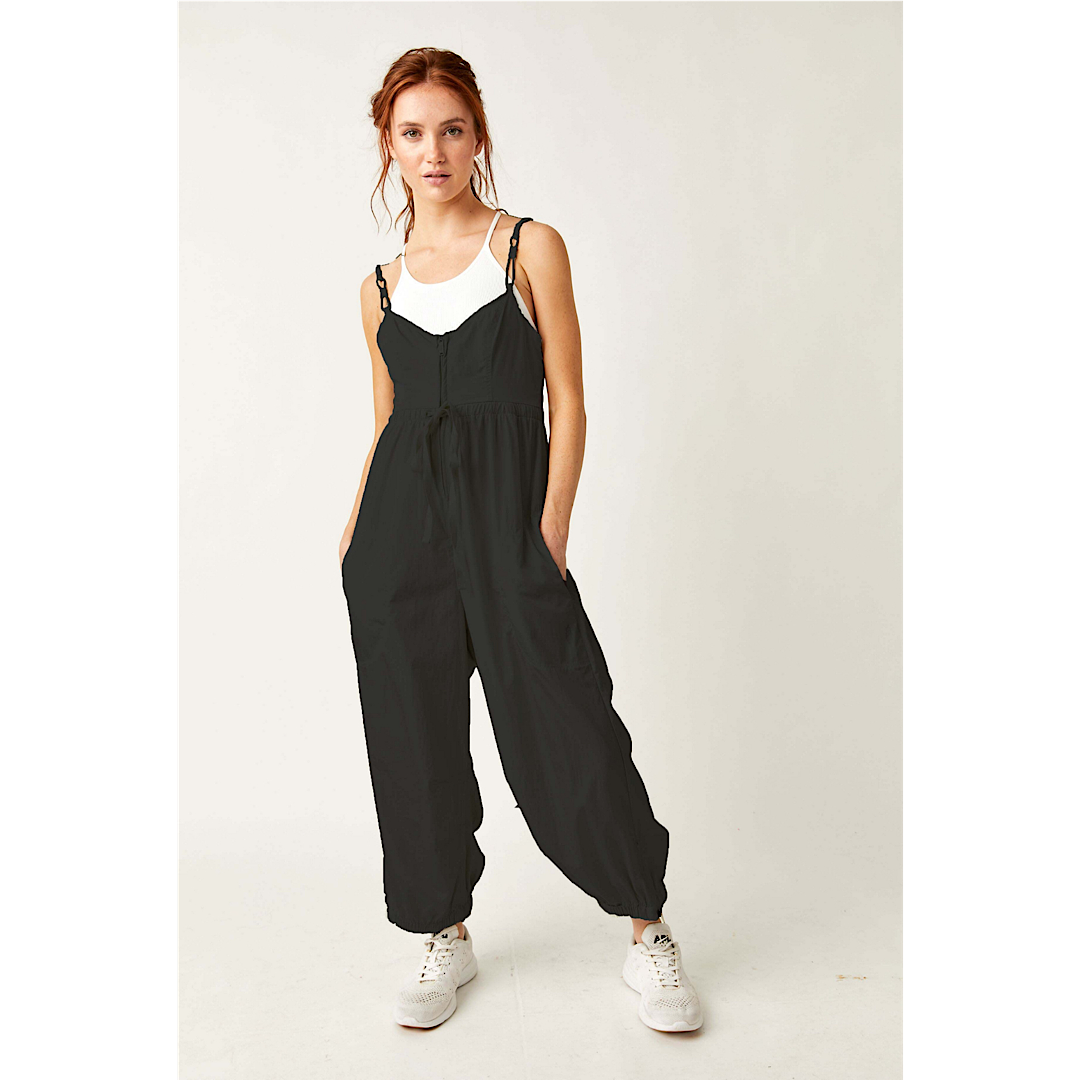 FREE PEOPLE MOVEMENT DOWN TO EARTH ONESIE - BLACK