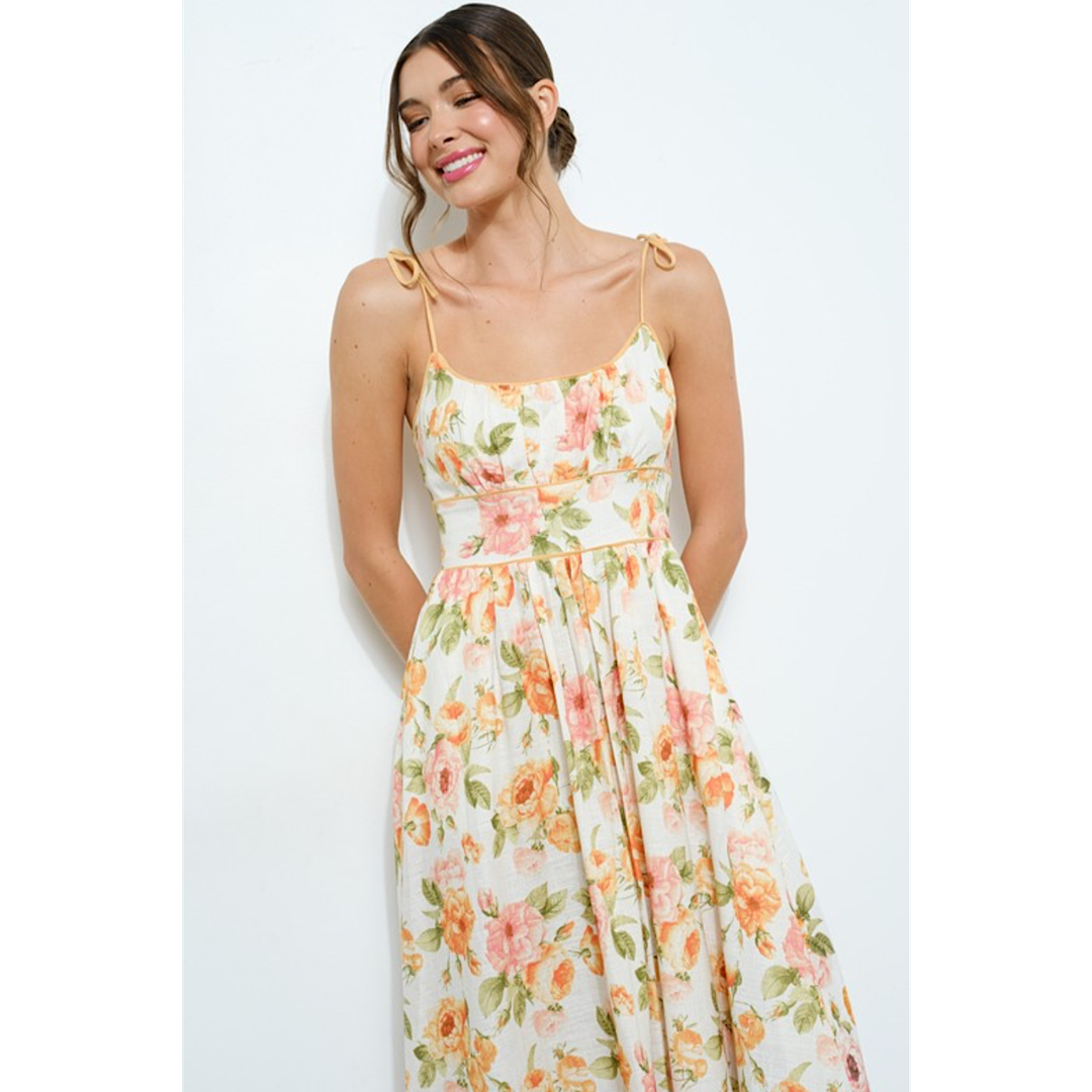 FEELING FLIRTY FLORAL MIDI DRESS