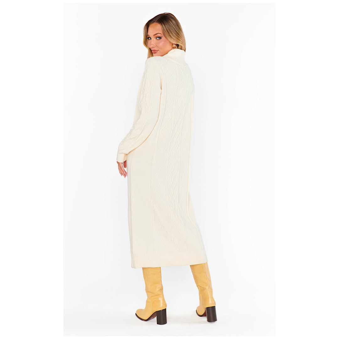 SHOW ME YOUR MUMU MONTREAL MIDI DRESS - CREAM CABLE KNIT