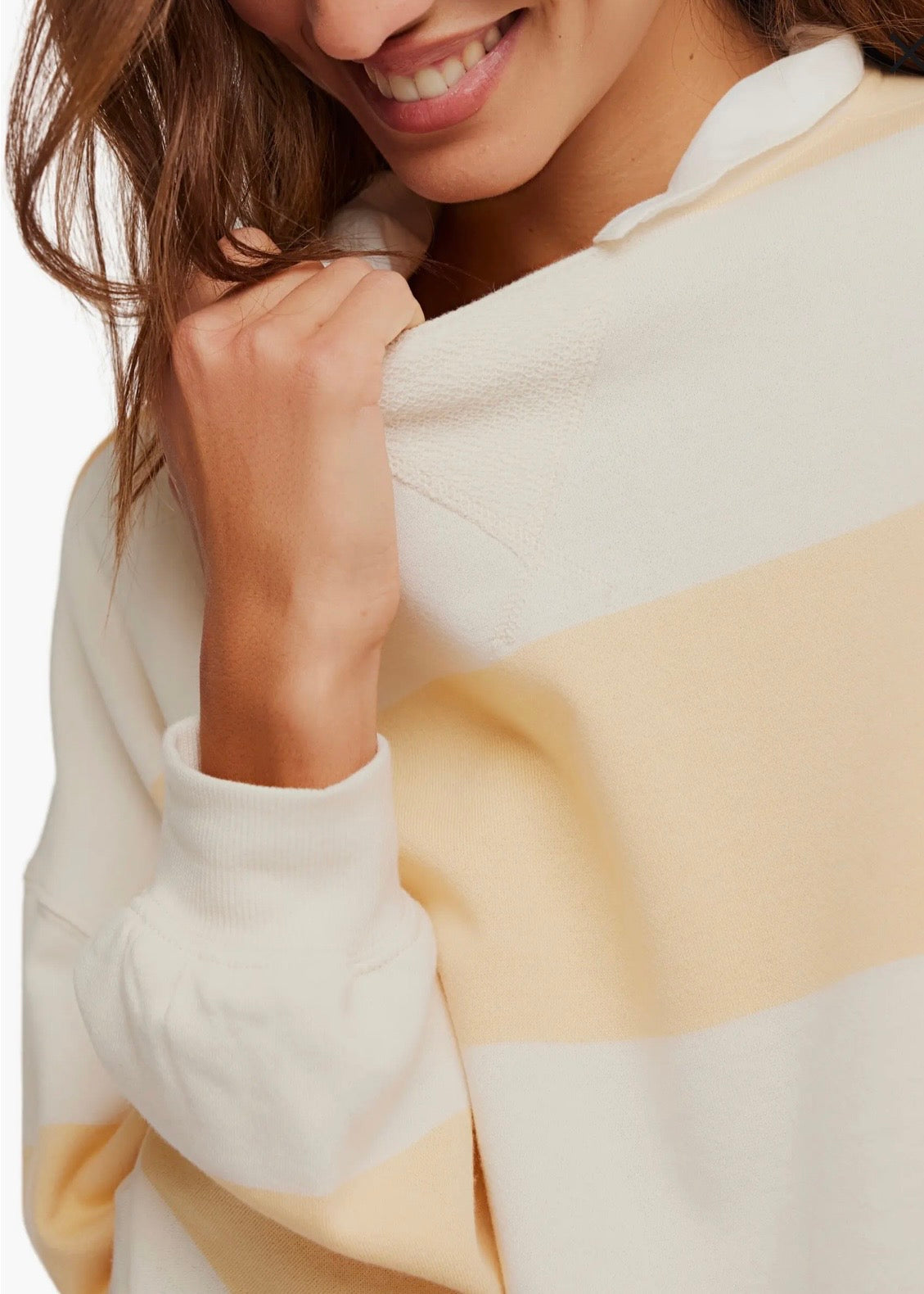 FREE PEOPLE CLASSIC STRIPED OVERSIZED CREWNECK - APRICOT COMBO