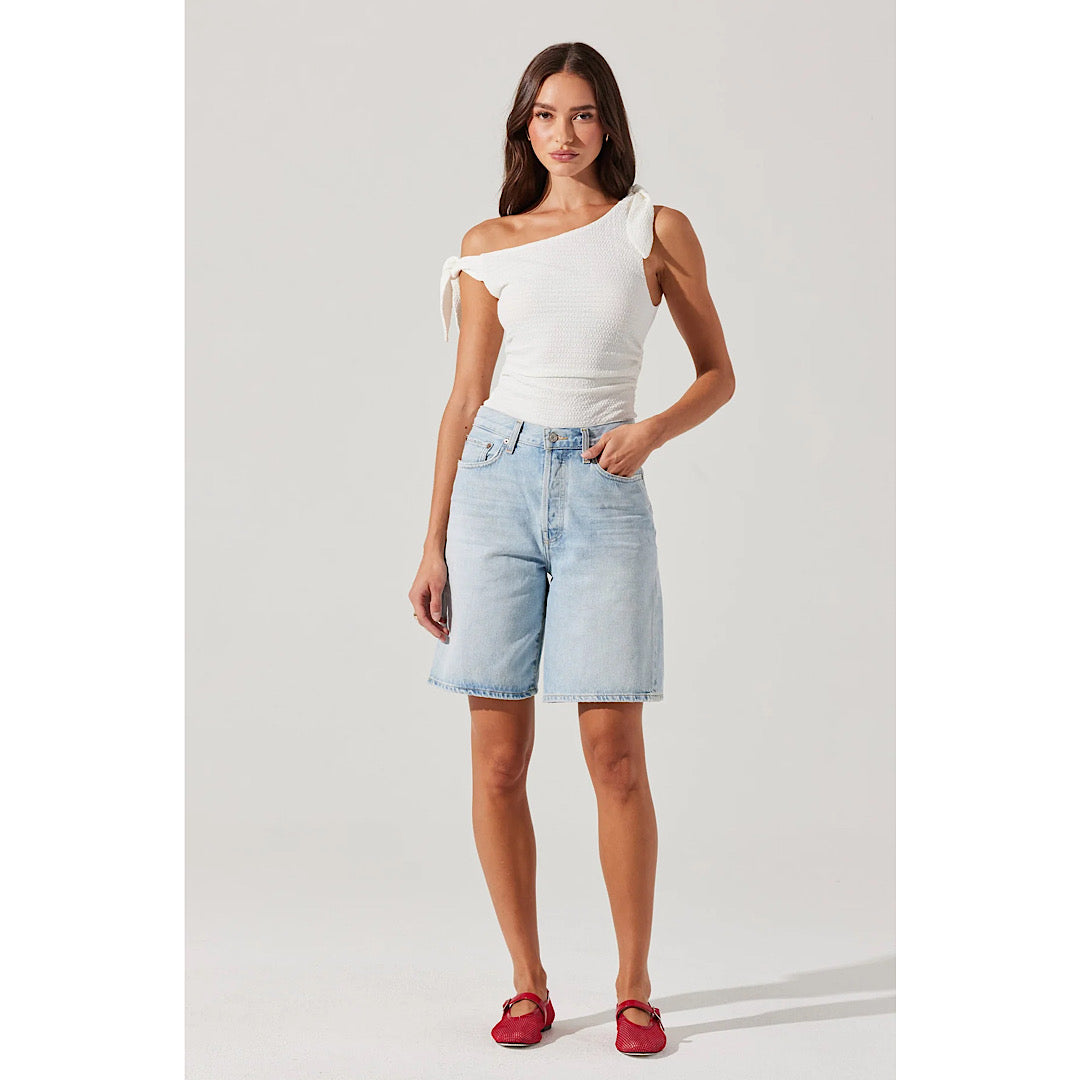 ASTR THE LABEL LORA TEXTURED OFF SHOULDER TOP