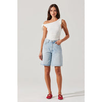 ASTR THE LABEL LORA TEXTURED OFF SHOULDER TOP