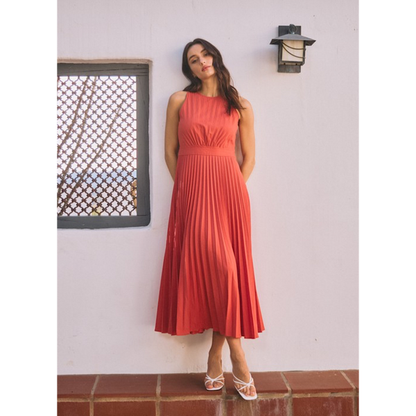 THE EVA PLEATED MIDI DRESS