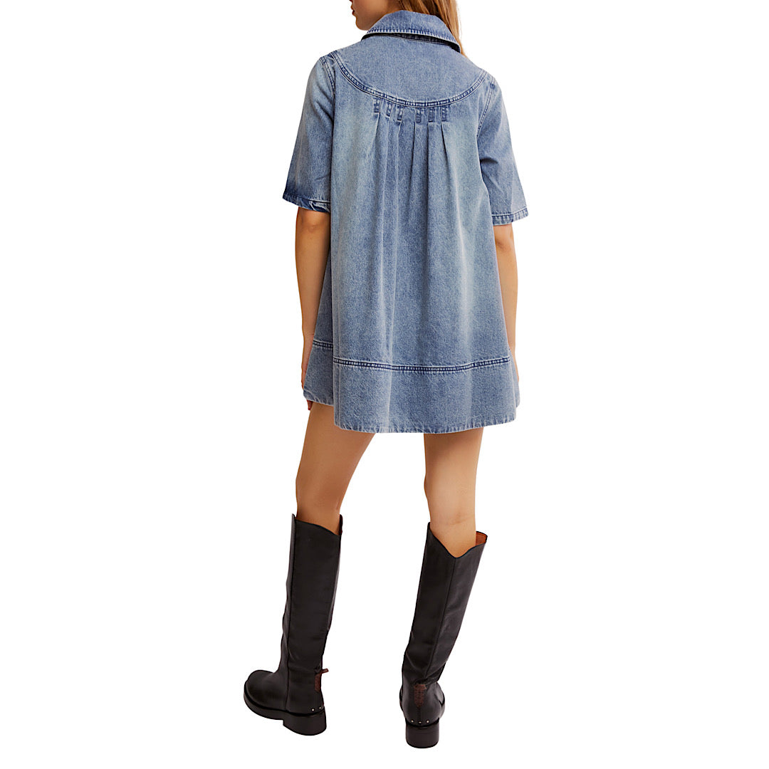 FREE PEOPLE REMINO DENIM MINI DRESS