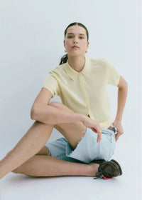 PISTOLA LUCCA SHORT SLEEVE POLO SWEATER - PALE YELLOW