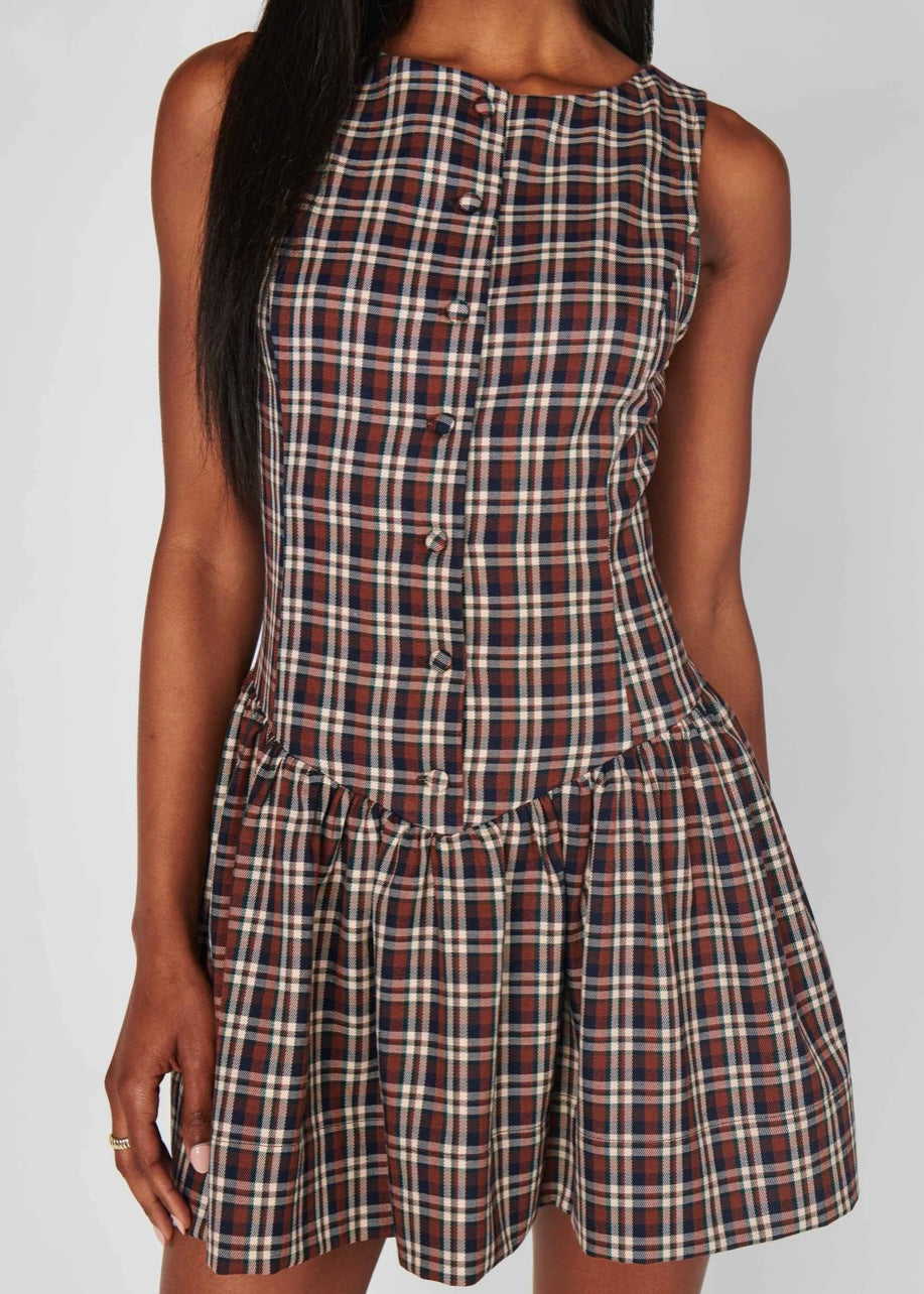 SHOW ME YOUR MUMU MEESTER MINI DRESS - SADDLE PLAID
