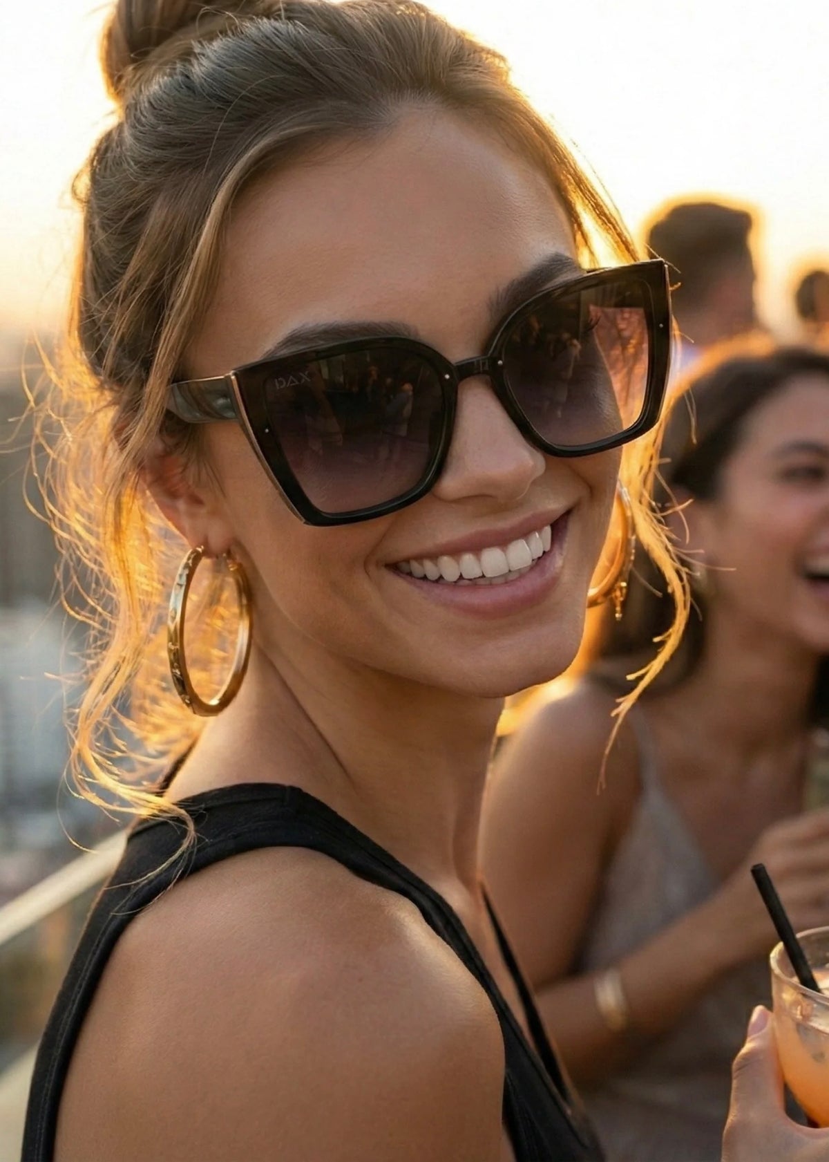 DAX EYEWEAR ATHENA CAT EYE SUNGLASSES - BLACK OMBRÉ
