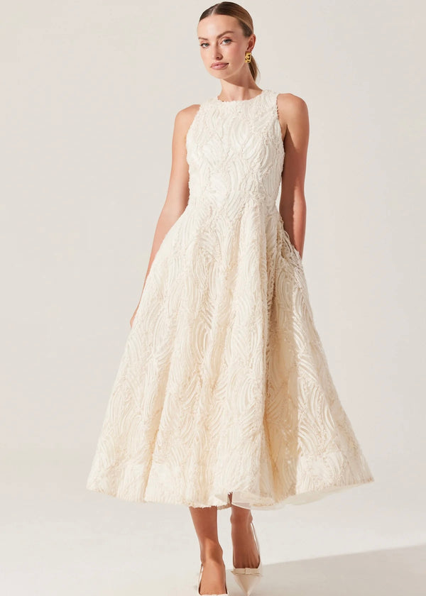 ASTR THE LABEL LILLEMOR 3D TEXTURED MIDI DRESS - CREAM