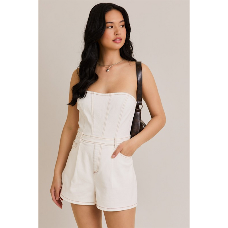 THE MCCOLLUM DENIM ROMPER