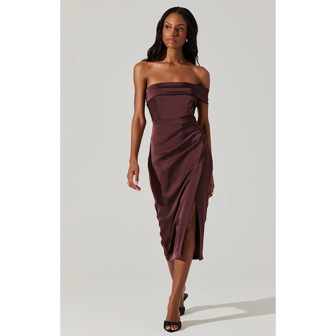 ASTR THE LABEL GWYNERIA DRESS - EGGPLANT