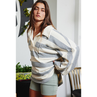 HOLDING ON STRIPED SWEATSHIRT