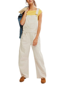 FREE PEOPLE GOOD LUCK BARREL OVERALLS - MILK