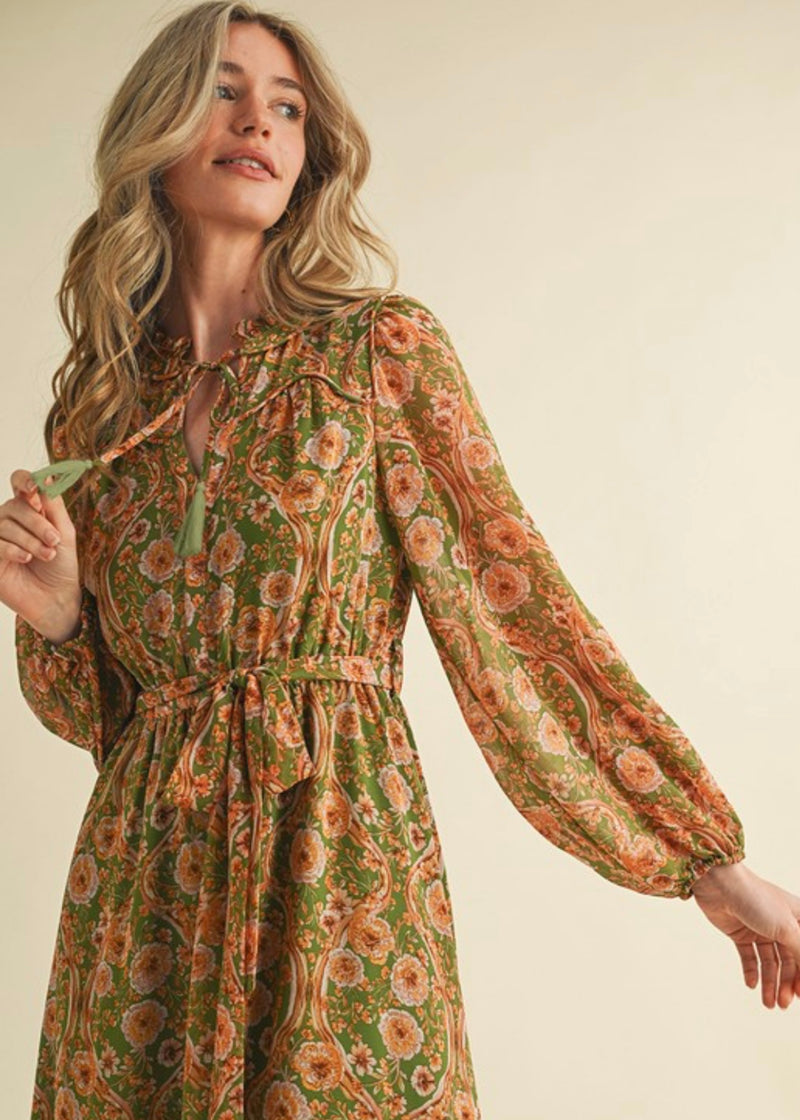 THE HALL FLORAL MIDI DRESS