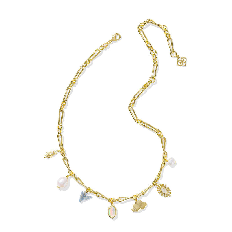 KENDRA SCOTT MELODY CHARM NECKLACE - GOLD NEUTRAL MIX