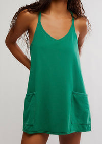 FREE PEOPLE MOVEMENT HOT SHOT MINI DRESS - GREEN GLOW