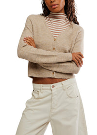 FREE PEOPLE SCHOOL GIRL CARDIGAN - FEATHER GREY MELANGE