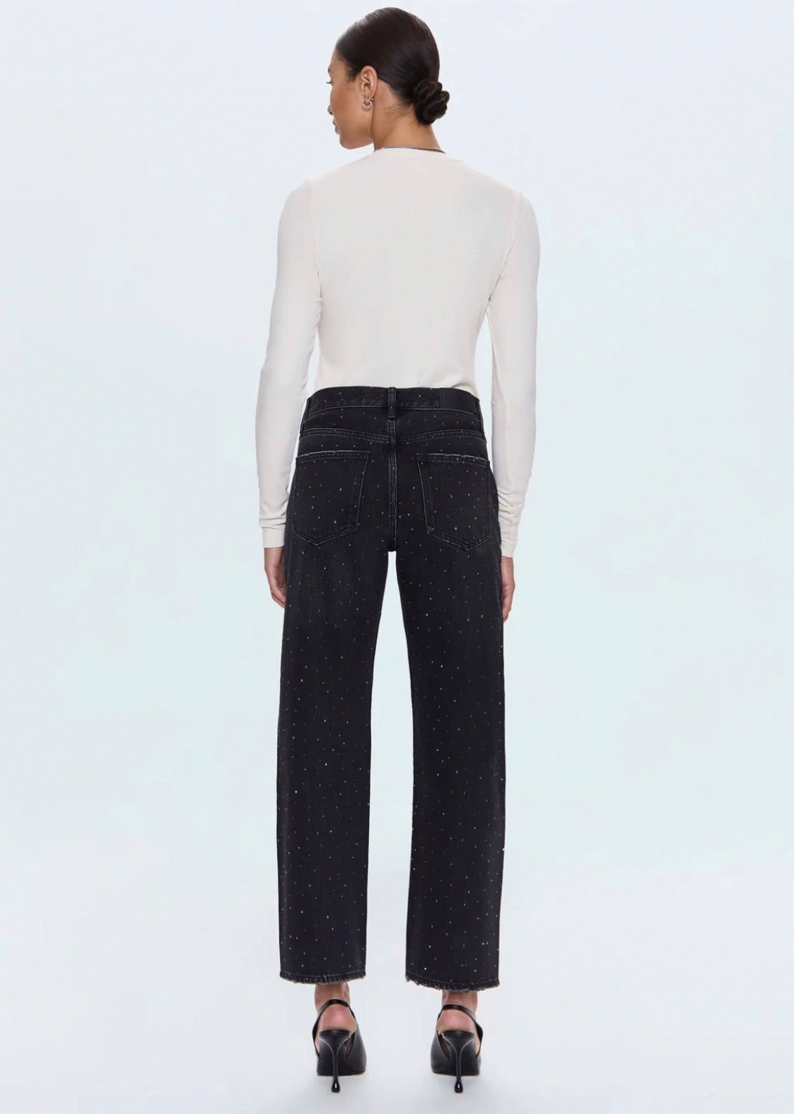 PISTOLA LEXI MID RISE BOWED STRAIGHT JEAN - SILVER SCREEN