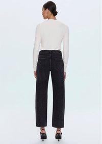 PISTOLA LEXI MID RISE BOWED STRAIGHT JEAN - SILVER SCREEN