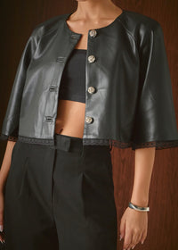 THE LIFE OF ME FAUX LEATHER TOP
