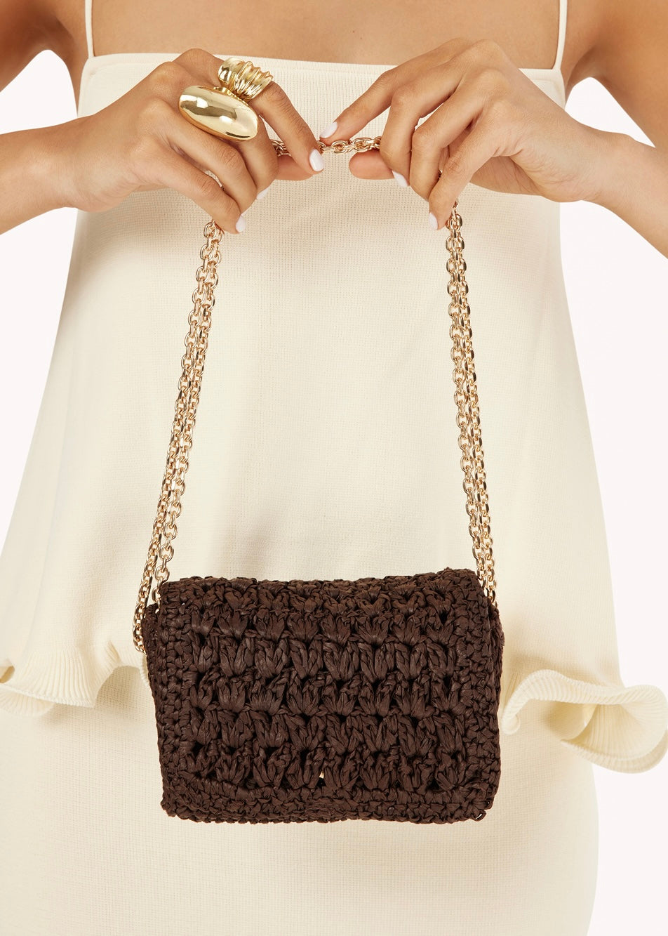 BILLINI HAYWORTH CROSS BODY BAG - CHOCOLATE RAFFIA