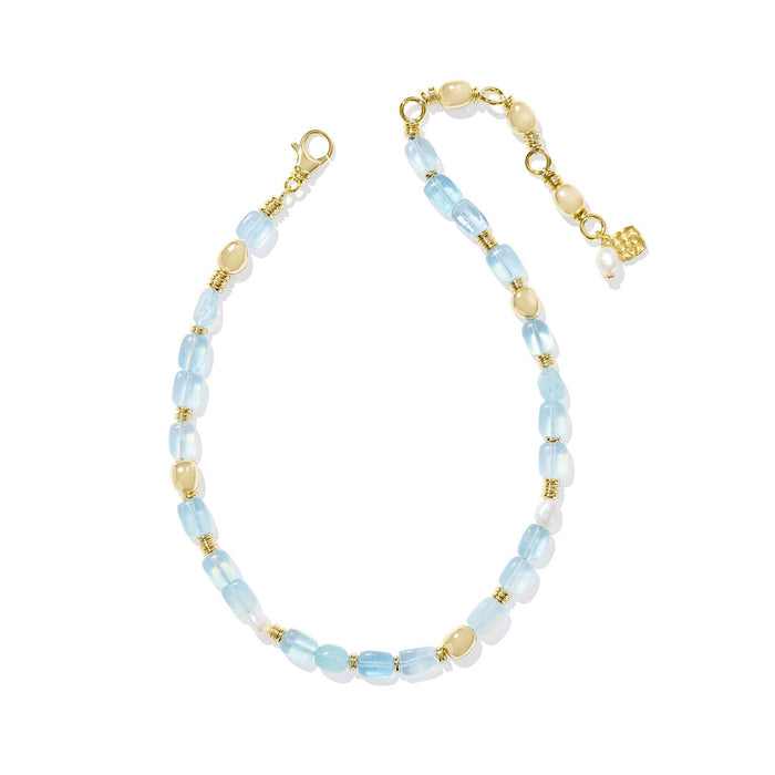 KENDRA SCOTT MELODY BEADED STRAND NECKLACE - GOLD AQUAMARINE