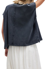 FREE PEOPLE KEEP ON POLO TOP - WASHED BLACK