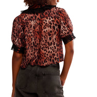 FREE PEOPLE MY LOVE CHEETAH PRINT BLOUSE