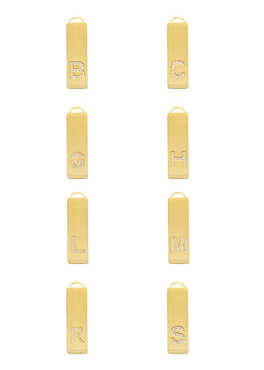 GOLD INITIAL BAR PENDANT NECKLACE