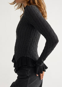FREE PEOPLE HOPE LONGSLEEVE BLOUSE - BLACK