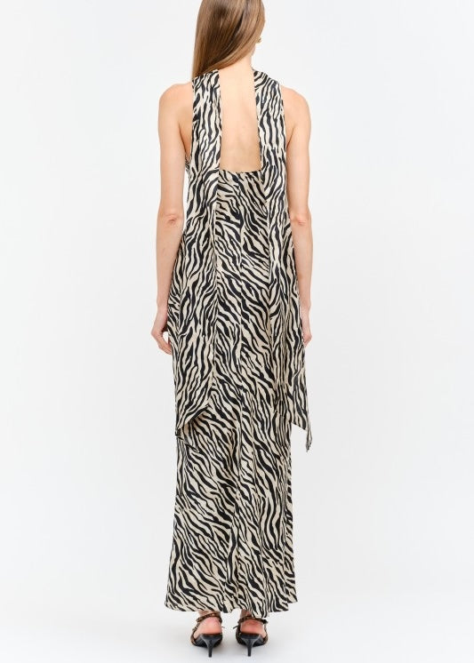 FREE PEOPLE MAGGIE ZEBRA MAXI DRESS WITH SCARF