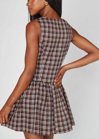SHOW ME YOUR MUMU MEESTER MINI DRESS - SADDLE PLAID