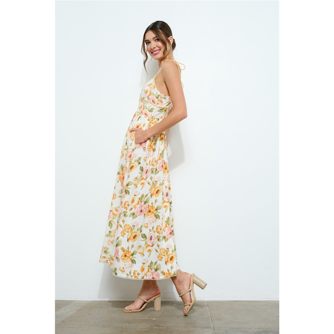 FEELING FLIRTY FLORAL MIDI DRESS