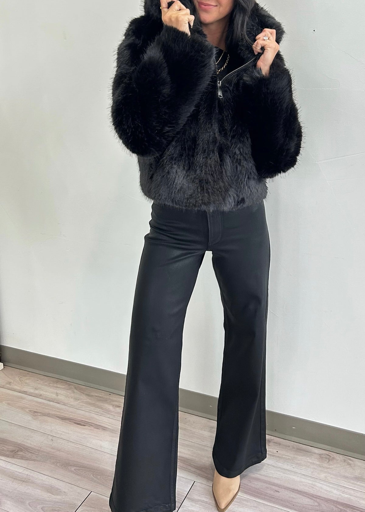 PISTOLA LANA HIGH RISE ULTRA WIDE JEAN - COATED NOIR