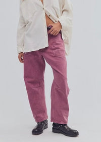 FREE PEOPLE MINIMALIST MOXIE BOYFRIEND BARREL JEANS - CRUSHED BERRY