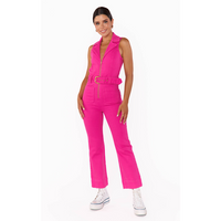 SHOW ME YOUR MUMU JACKSONVILLE CROPPED JUMPSUIT - HOT PINK DENIM