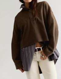 FREE PEOPLE CELESTE QUARTERZIP - TEAK