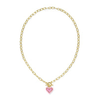 KENDRA SCOTT ARI HEART ENAMEL FRAME LINK AND CHAIN NECKLACE