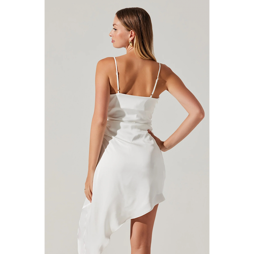 ASTR THE LABEL VISTA HIGH LOW MIDI DRESS - WHITE