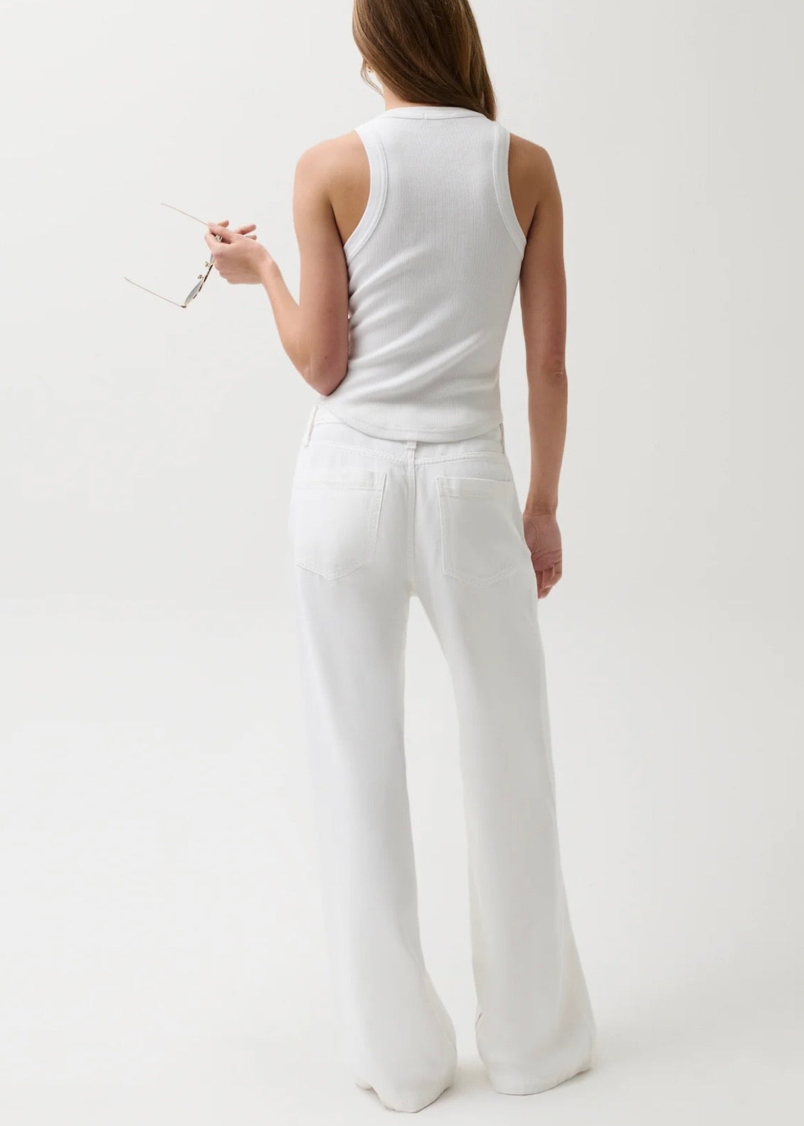 PISTOLA JADYN W/ DRAW CORD LOW SLUNG PALAZZO - OPTIC WHITE